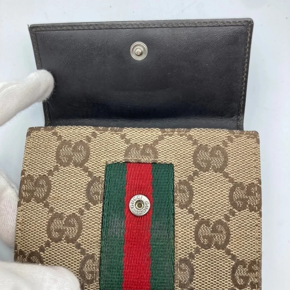 🤎🔹️GUCCI 🔹️purse Leather wallet Italy GG Canvas Brown Supreme - Picture 2 of 15